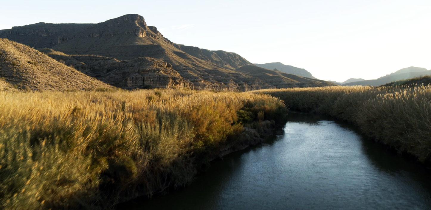 The Pecos watershed with mountains in the background