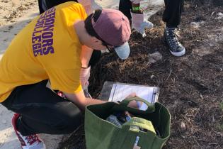 Volunteers record outcomes from beach cleanups in Miami as part of a project supported by the Resilient Communities program.
