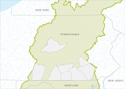 Map of Chesapeake Bay watershed in Pennsylvania