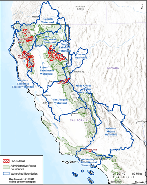 Map of California Focus Areas 