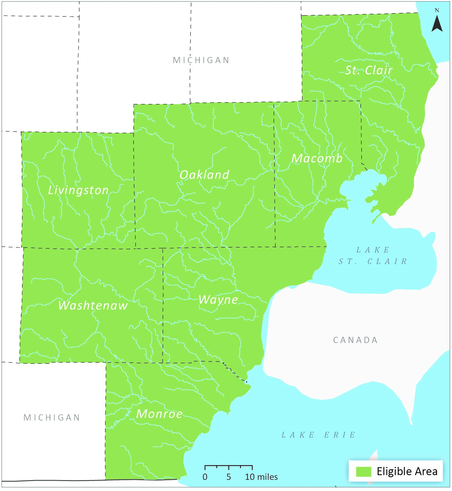 Map of eligible counties under this funding opportunity.