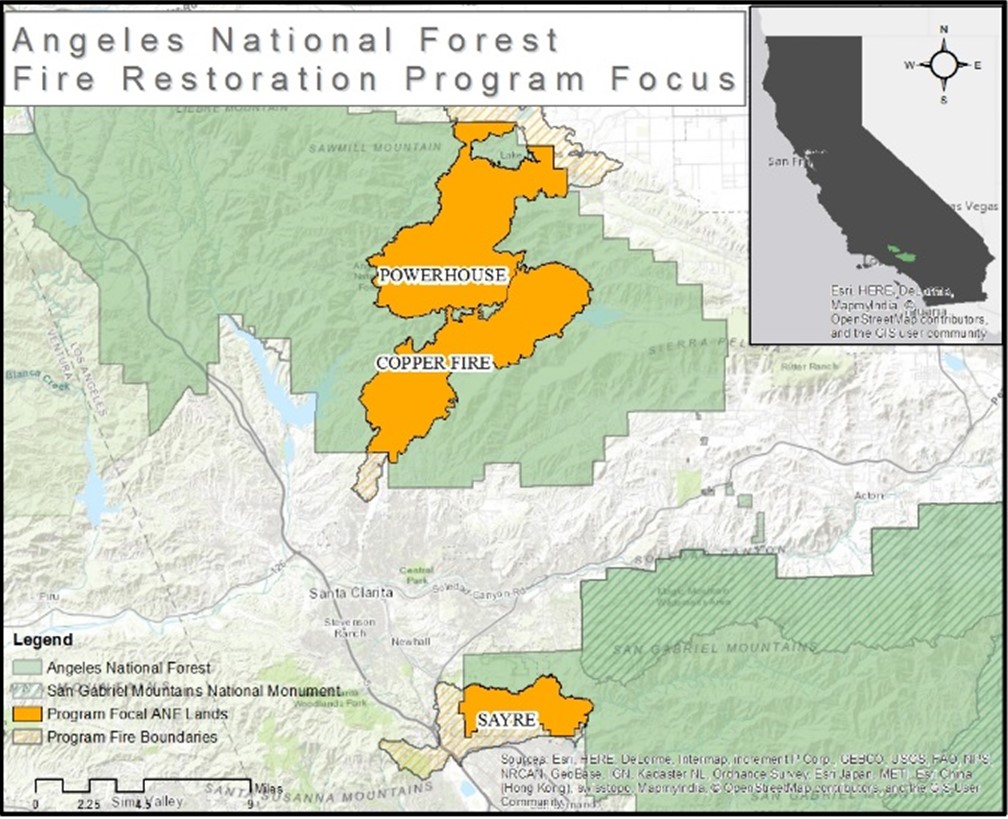 Geographic focus in Angeles National Forest