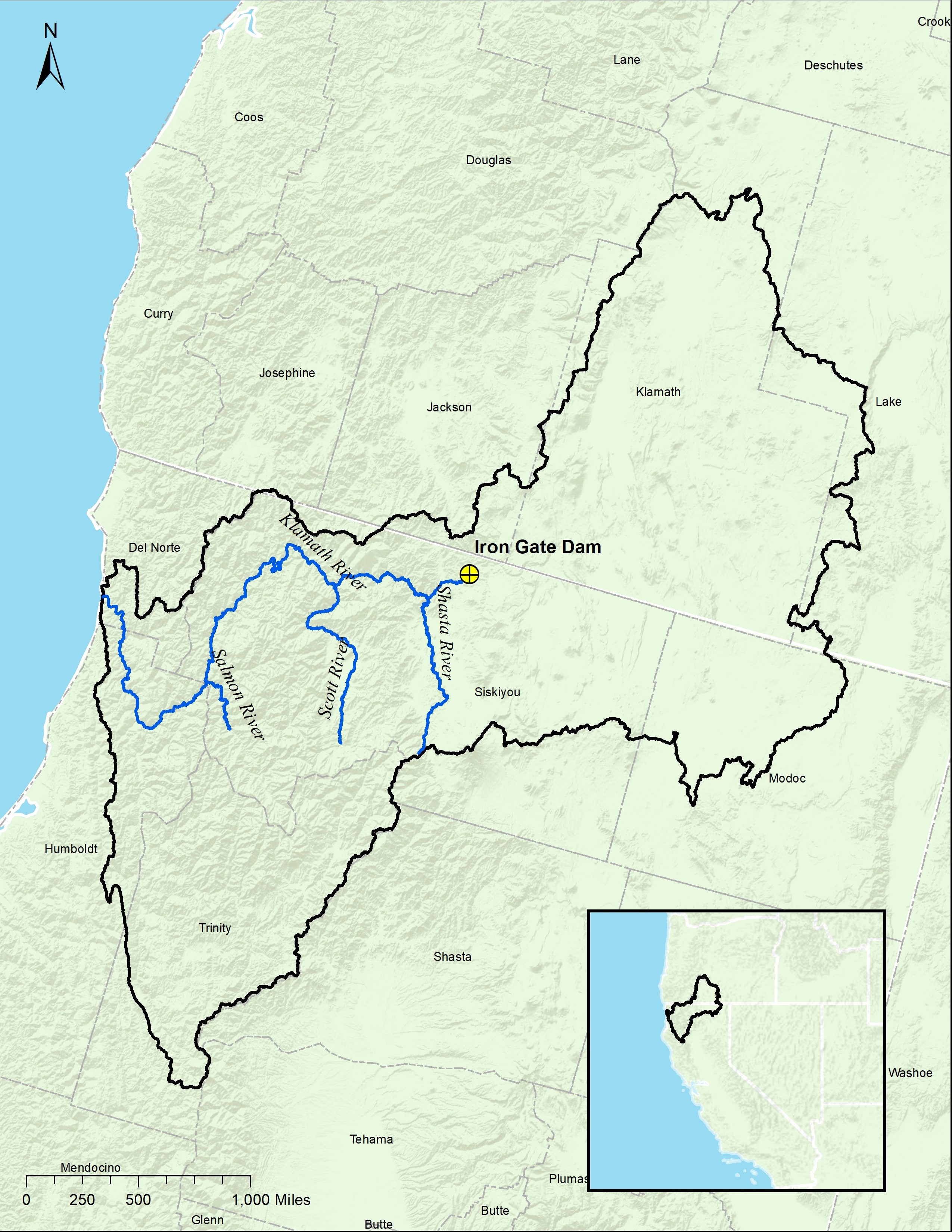 Klamath River Coho Habitat Restoration Program focal geography (2019 Biological Opinion (BiOp), page 71, Figure 5)