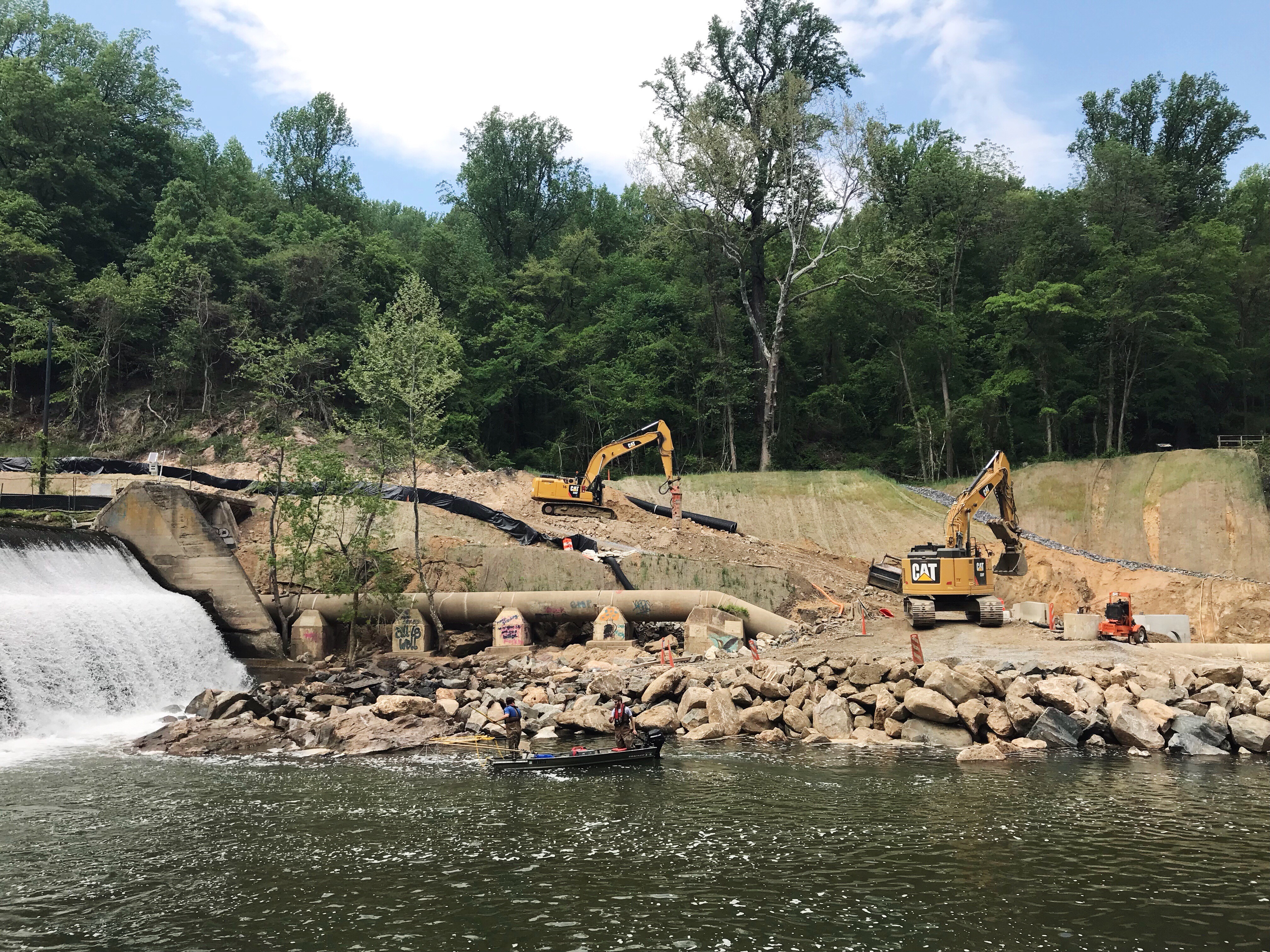 Restoration in progress at Bloede Dam (Serena McClain).