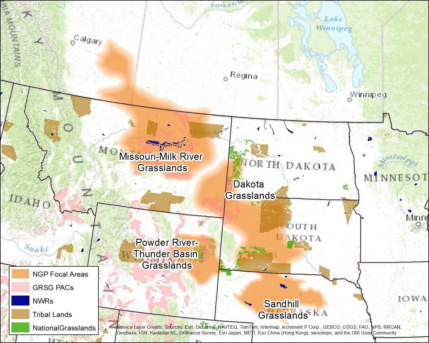 Focal areas for the Northern Great Plains program.