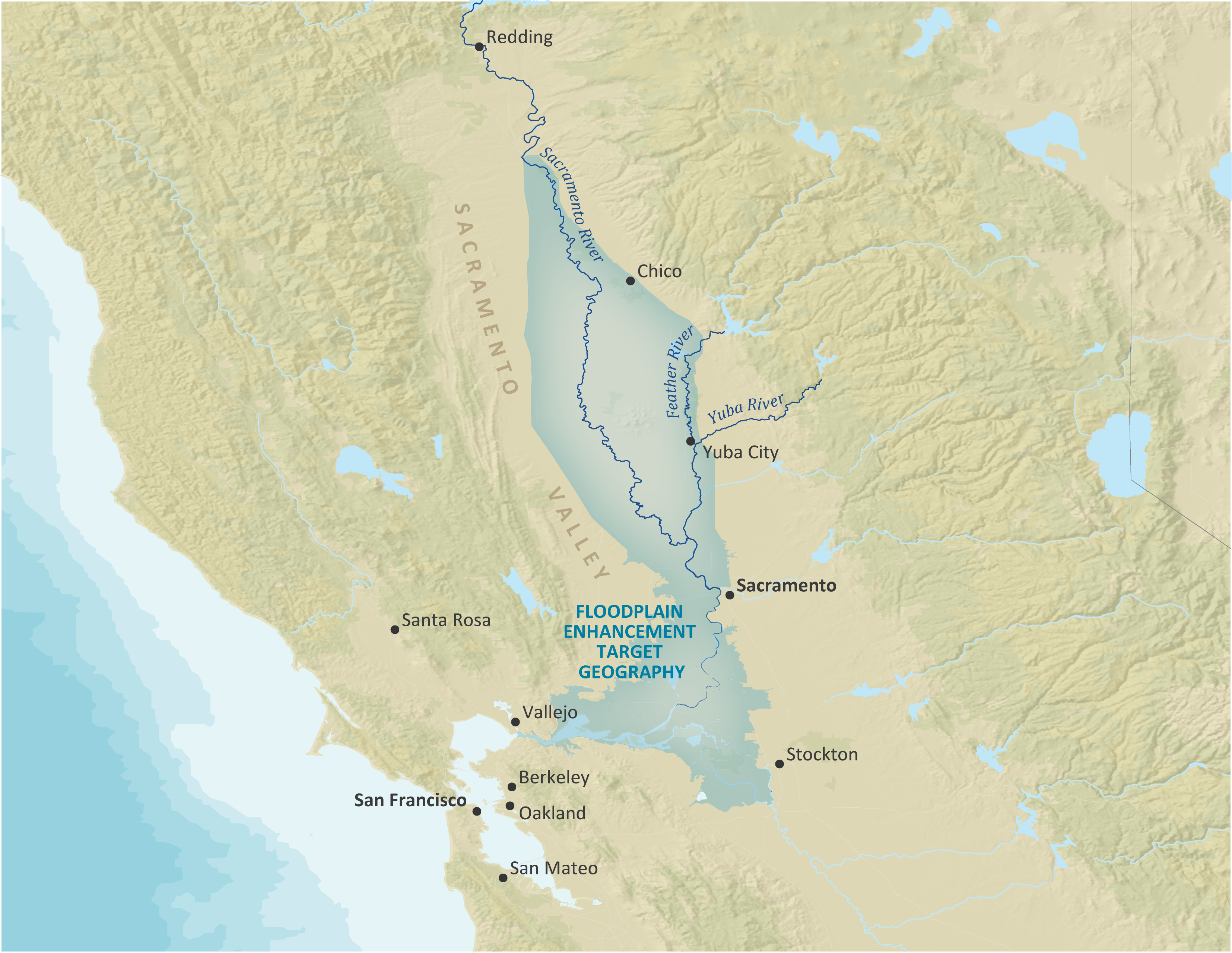 Figure 1. Target geography for Sacramento Valley floodplain enhancement projects