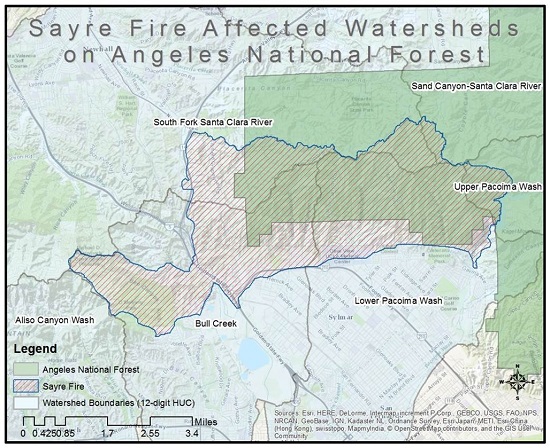 Sayre Fire affected watersheds