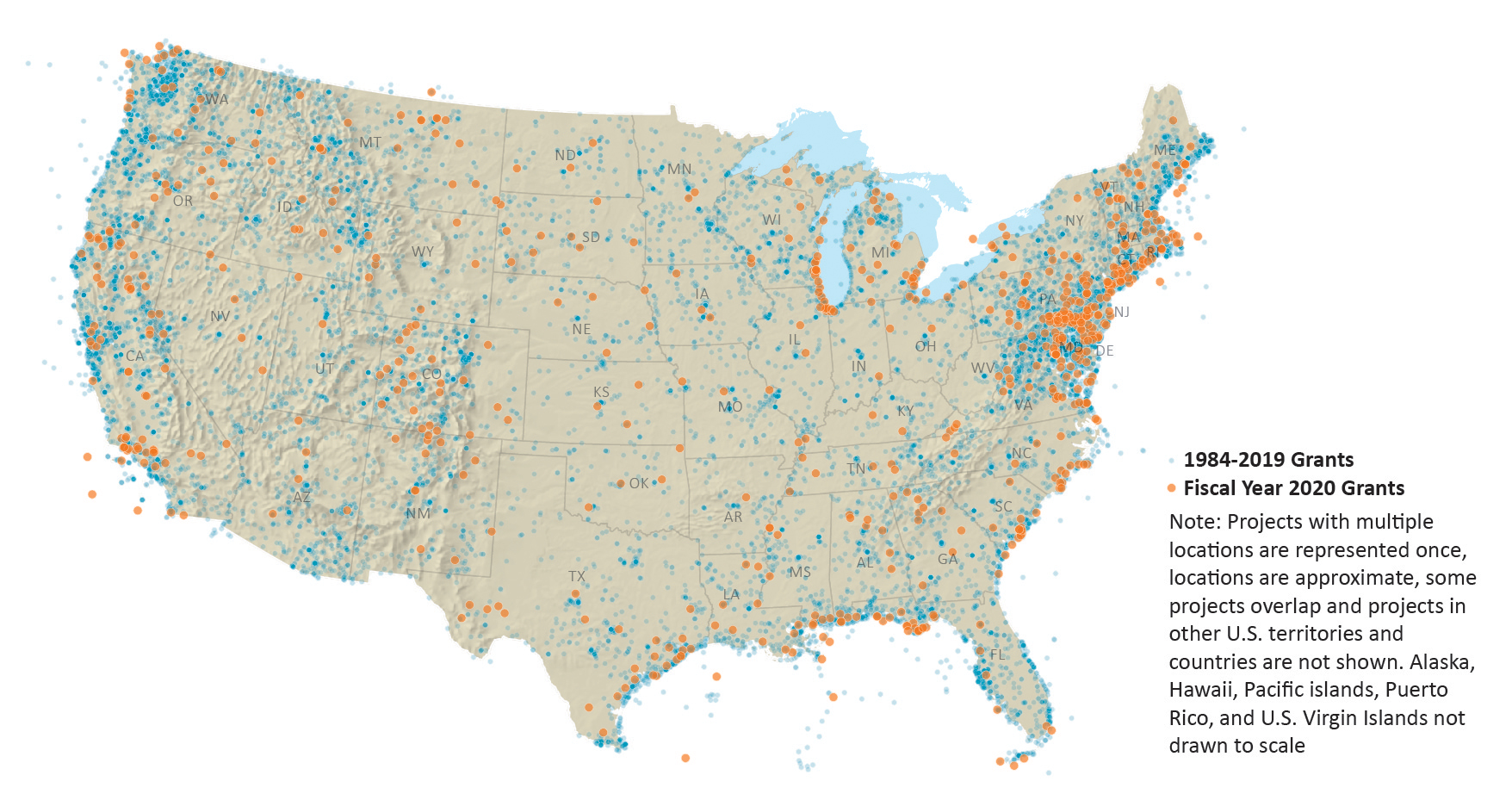 Annual Report map of U.S. projects