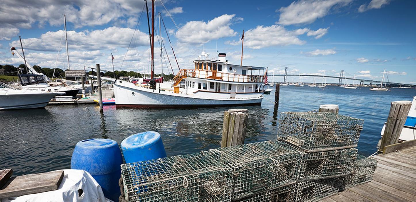 Lobster Pots and Boats at Jamestown Rhode Island