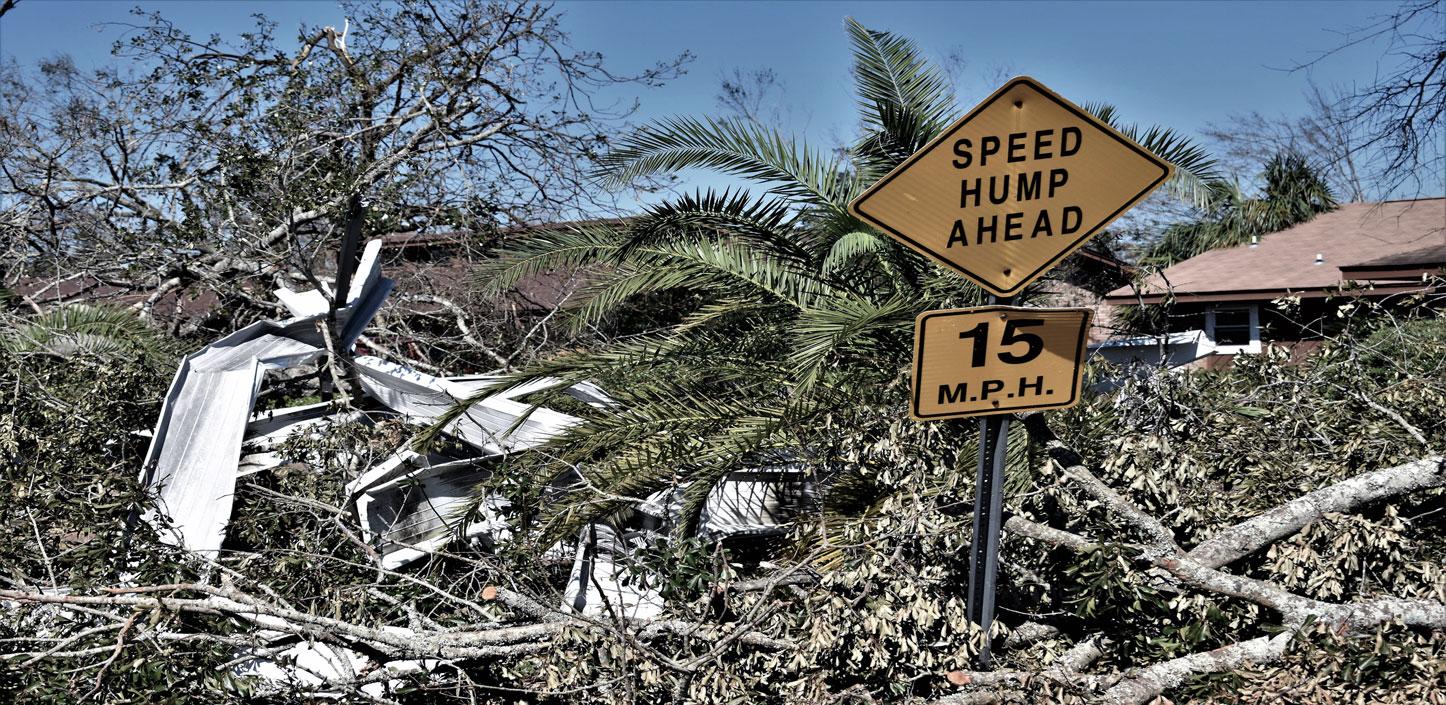 Storm damage in Florida following Hurricane Michael in 2018