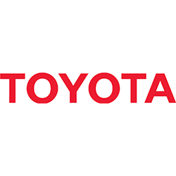 Red “TOYOTA” wordmark logo centered on a white background.