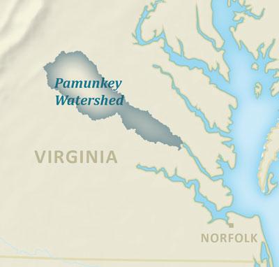 Map showing the Pamunkey watershed in Virginia