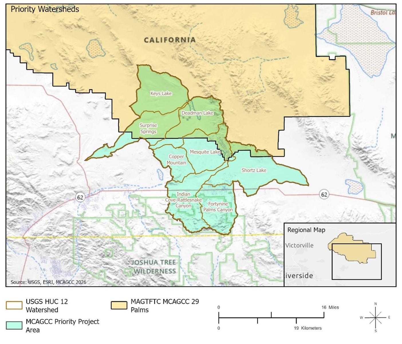 Figure 1. MCAGCC and Marine Air Ground Task Force Training Command (MAGTFTC) Twentynine Palms Priority Area for Category 1 Resilience grants.