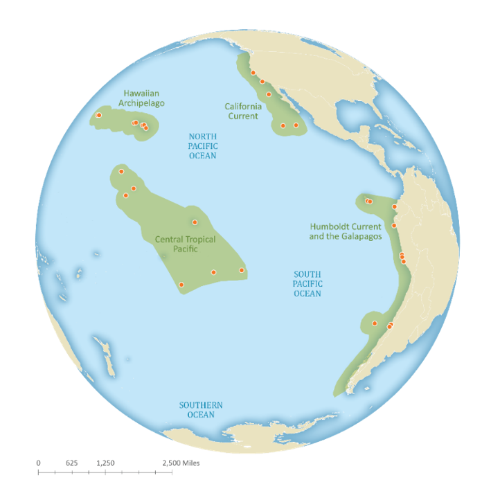 Map showing focal geographic priorities for this RFP