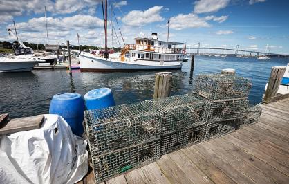 Lobster Pots and Boats at Jamestown Rhode Island