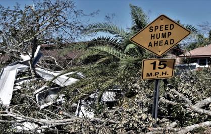 Storm damage in Florida following Hurricane Michael in 2018