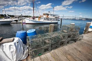 Lobster Pots and Boats at Jamestown Rhode Island