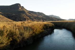 The Pecos watershed with mountains in the background