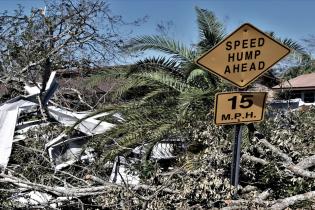 Storm damage in Florida following Hurricane Michael in 2018