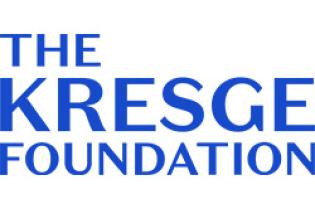 The Kresge Foundation logo in bold blue letters on a black background.